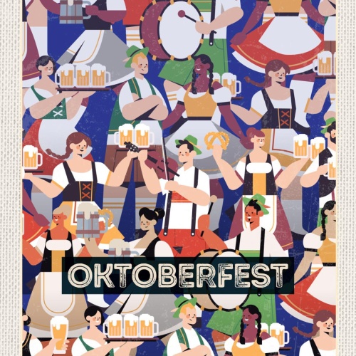 Schild Oktoberfest München Bayern Masken Bier D 12x18 20x30 30x40 Blech/Holz
