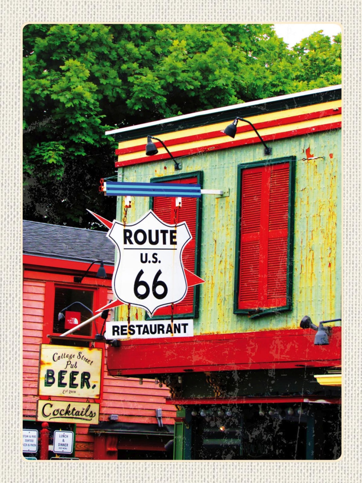 Schild Route 66 Restaurant Fernstraße Highway USA 12x18 20x30 30x40 Blech/Holz
