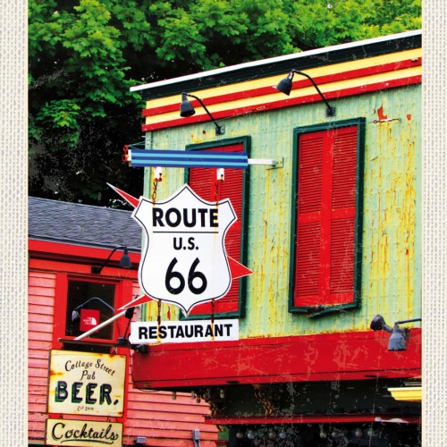 Schild Route 66 Restaurant Fernstraße Highway USA 12x18 20x30 30x40 Blech/Holz