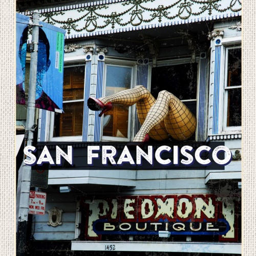 Schild San Francisco Boutique Gebäude Beine USA 12x18 20x30 30x40 Blech/Holz