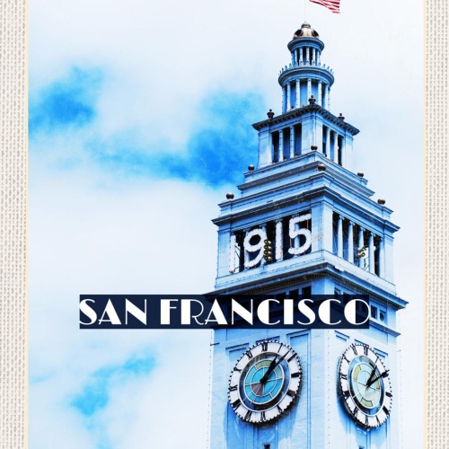 Schild San Francisco Ferry Building Gebäude Uhr USA 12x18 20x30 30x40 Blech/Holz