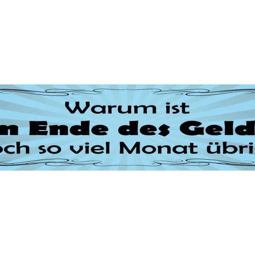 Schild warum ist am ende des geldes noch so viel monat übrig 46x10 blech od.holz