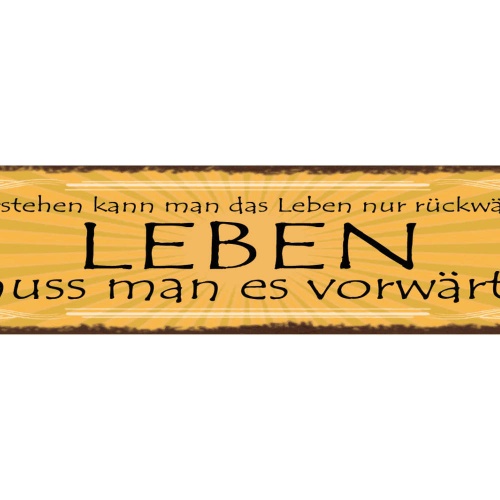 Schild Verstehen Kann Man Das Leben Nur Rückwärts Leben Muss Man Es Vorwärts