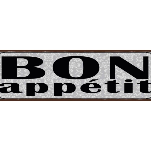 Schild Bon Appétit Guten Appetit Mahlzeit Essen Kochen 46 x 10 Blech od. Holz
