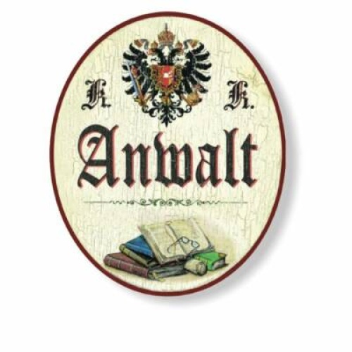 Kuk nostalgie holzschild anwalt