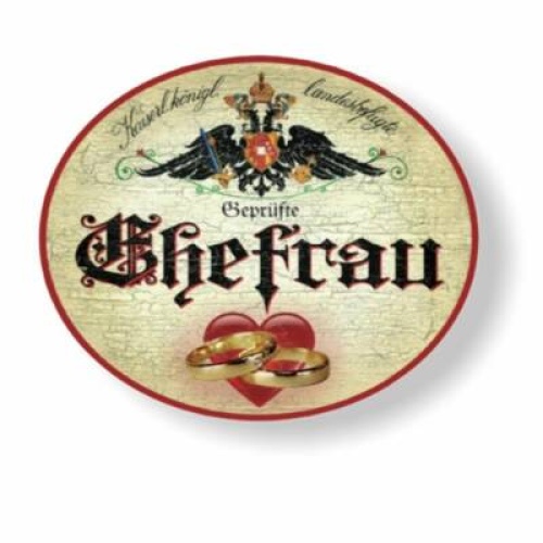 Kuk nostalgie holzschild geprüfte ehefrau