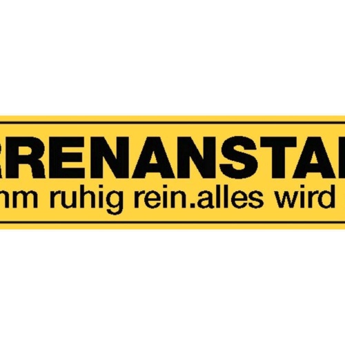 Schild Irrenanstalt Psychiatrie Klappsmühle Patienten 46 x 10 Blech od. Holz