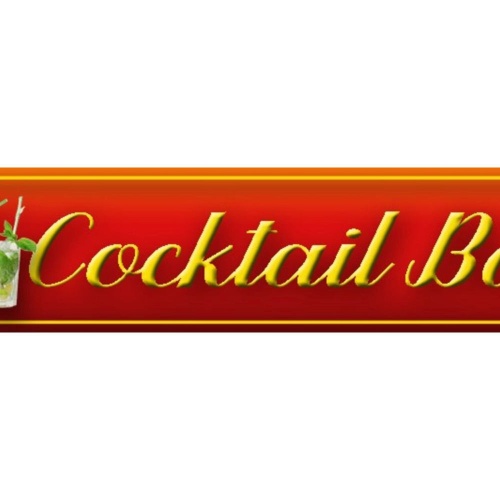 Schild Cocktail Bar Alkohol Drinks Glas Getränk Wirt Lokal 46 x 10 Blech od.Holz