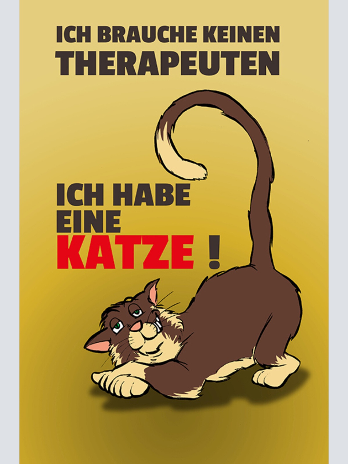 Schild Spruch Ich brauche keinen Therapeuten Ich habe eine Katze JW