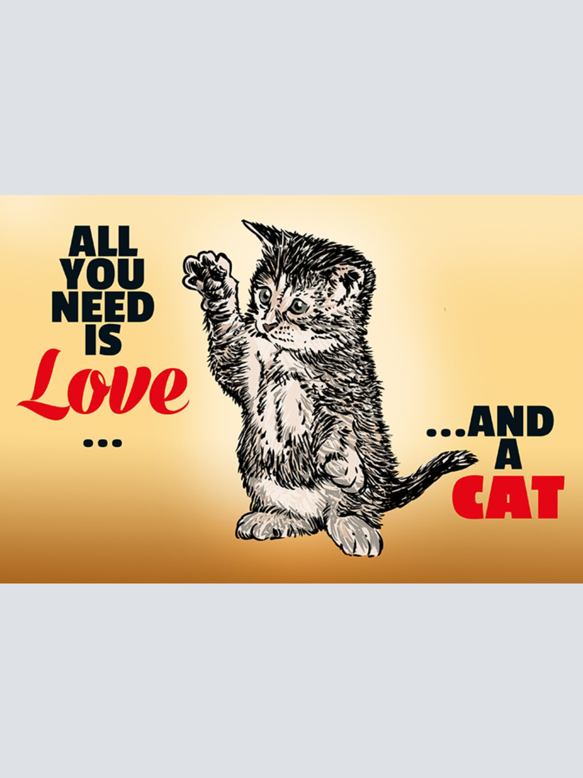 Schild Spruch All you need is Love and a Cat Alles was du brauchst Liebe KatzeJW