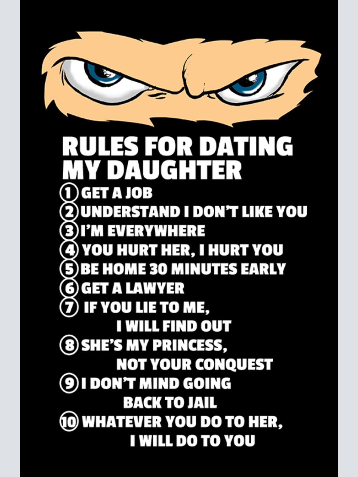 Schild Spruch Rules for Dating my Daughter Vaterregeln für's Tochterausführen JW