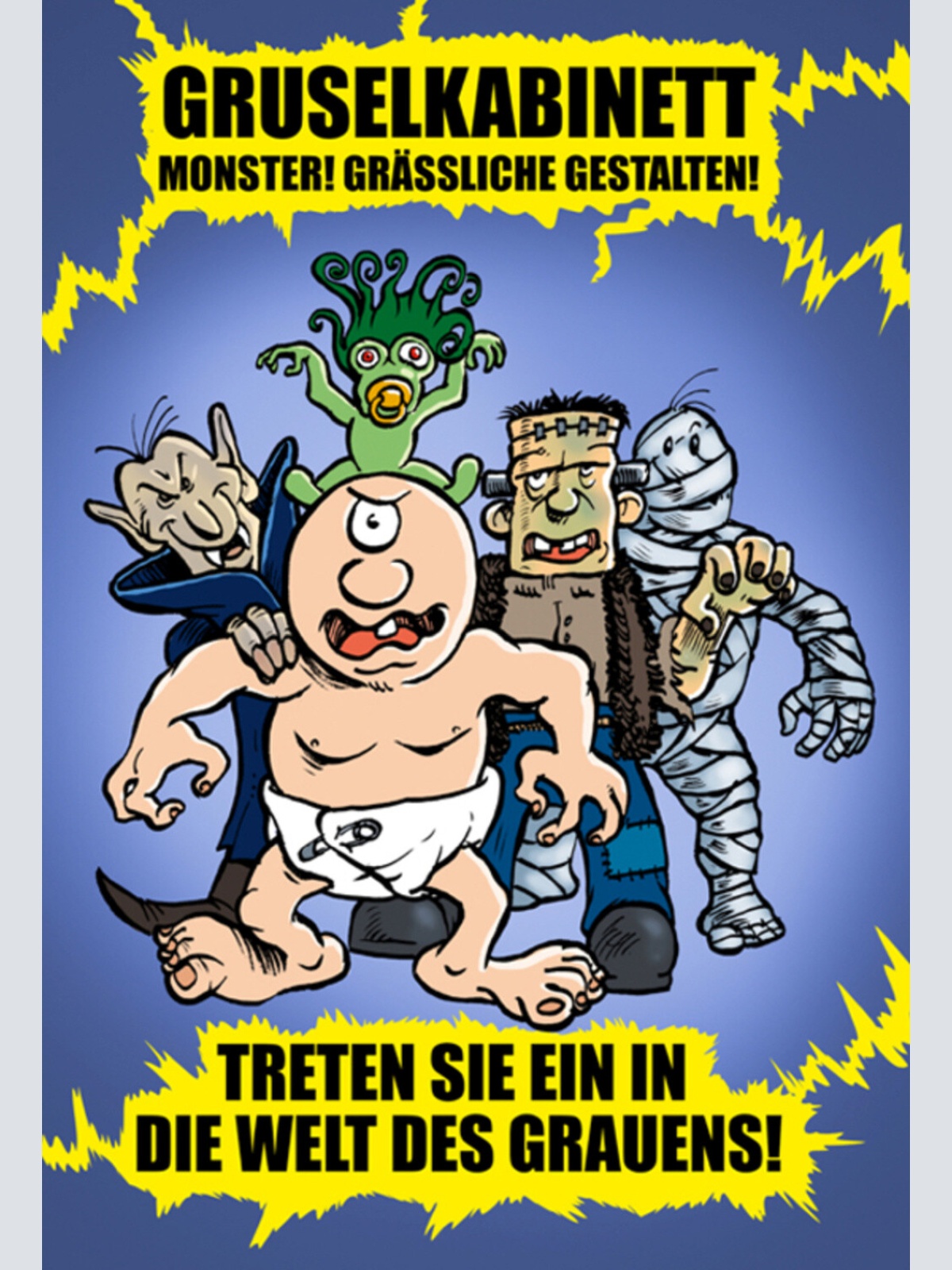 Schild Spruch Gruselkabinett Monster Grässliche Gestalten Treten sie ein in JW