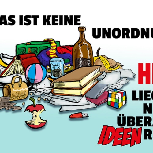 Schild Spruch Das ist keine Unordnung Hier liegen nur überall Ideen rum Chaos JW