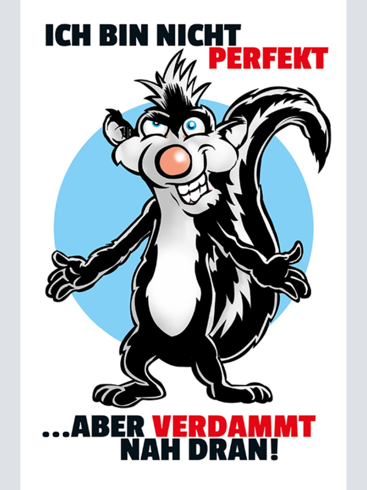 Schild Spruch Ich bin nicht perfekt aber verdammt nah dran Stinktier JW