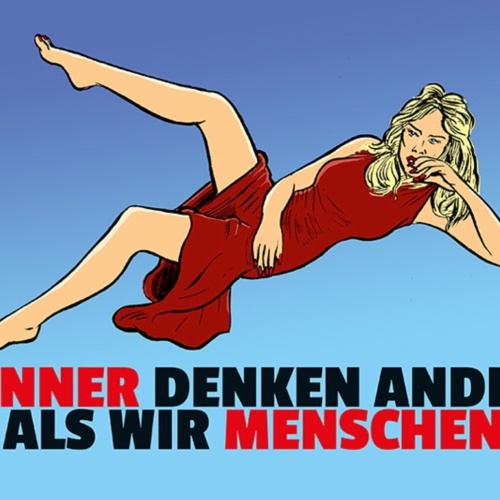 Schild Spruch Männer denken anders als wir Menschen Frauen JW