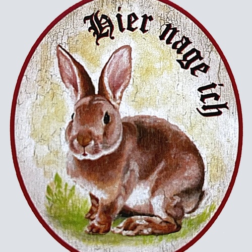 KuK Nostalgie Holzschild "Hier nage ich" Kaninchen Hase