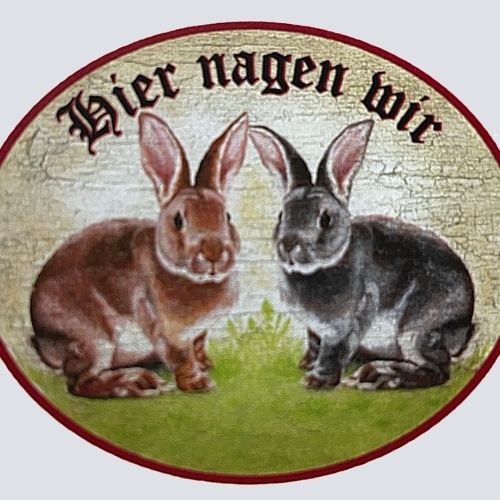 KuK Nostalgie Holzschild "Hier nagen wir" Kaninchen Hasen