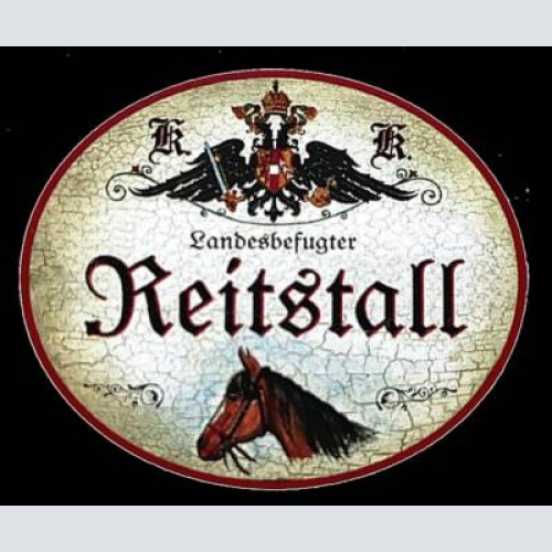 Kuk nostalgie holzschild "landesbefugter reistall" pferd
