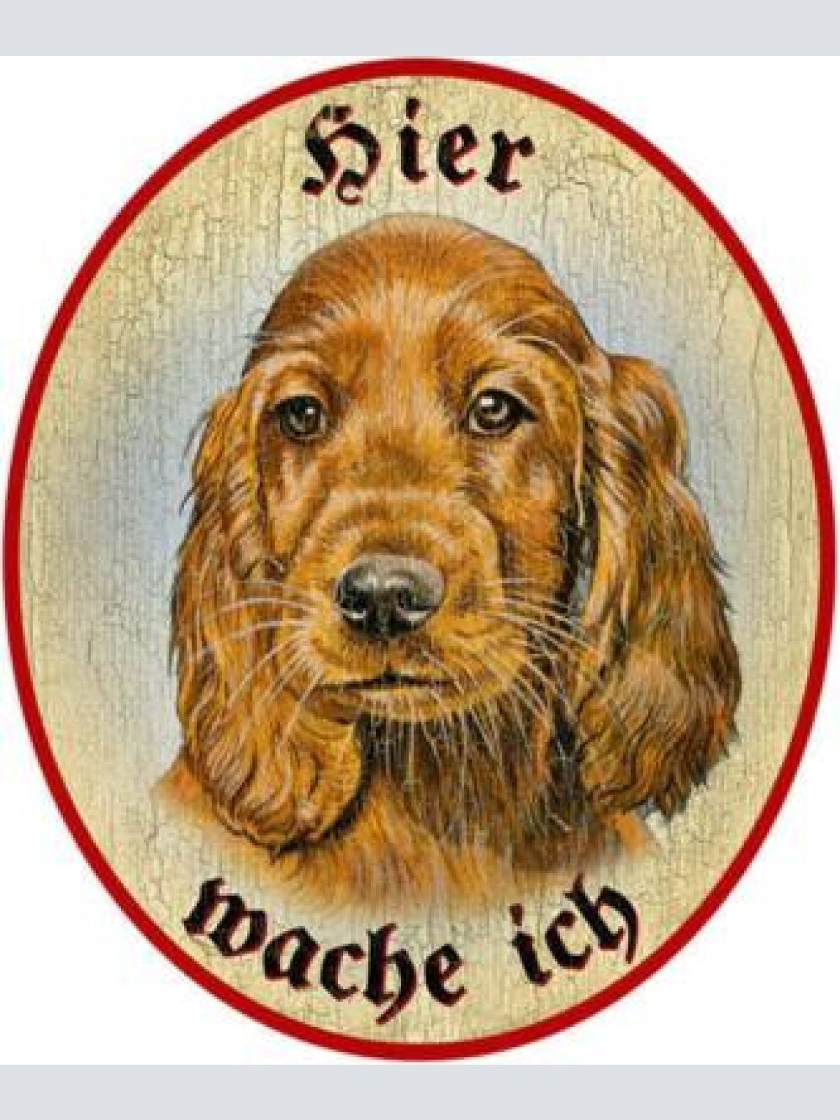 Kuk nostalgie holzschild "hier wache ich" cocker spaniel hund