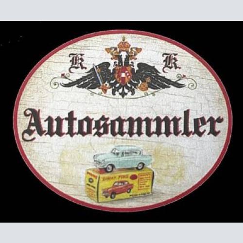 Kuk nostalgie holzschild "autosammler" oldtimer automobil spielzeugauto