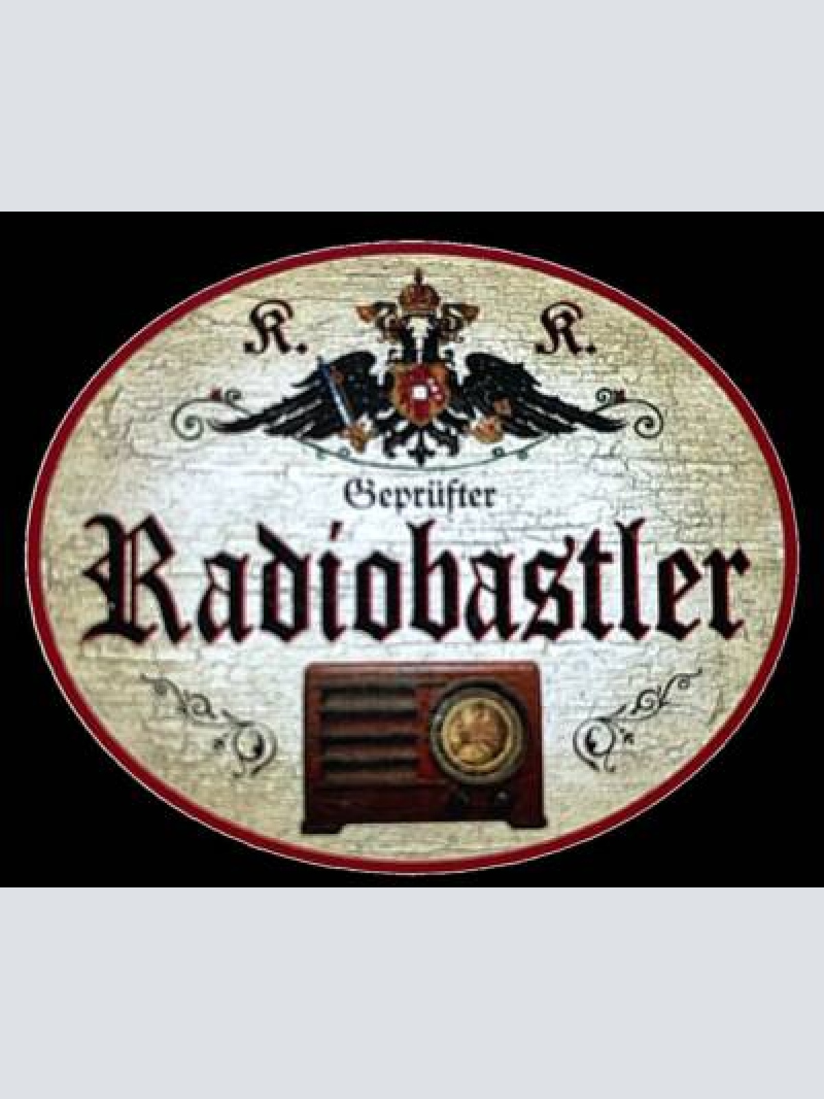 Kuk nostalgie holzschild "geprüfte radiobastler" röhrenradio