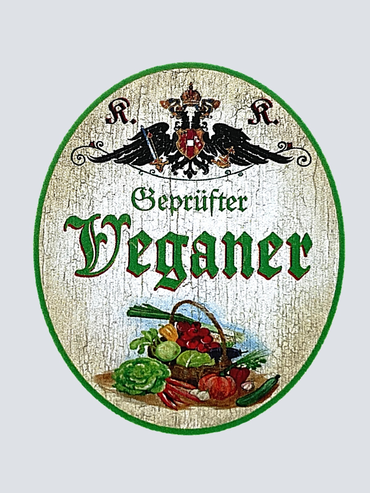 KuK Nostalgie Holzschild "Geprüfter Veganer" Salat Gemüse