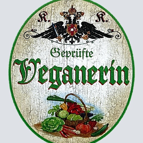 KuK Nostalgie Holzschild "Geprüfte Veganerin" Salat Gemüse