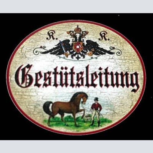 Kuk nostalgie holzschild "gestütsleitung" pferd reiter