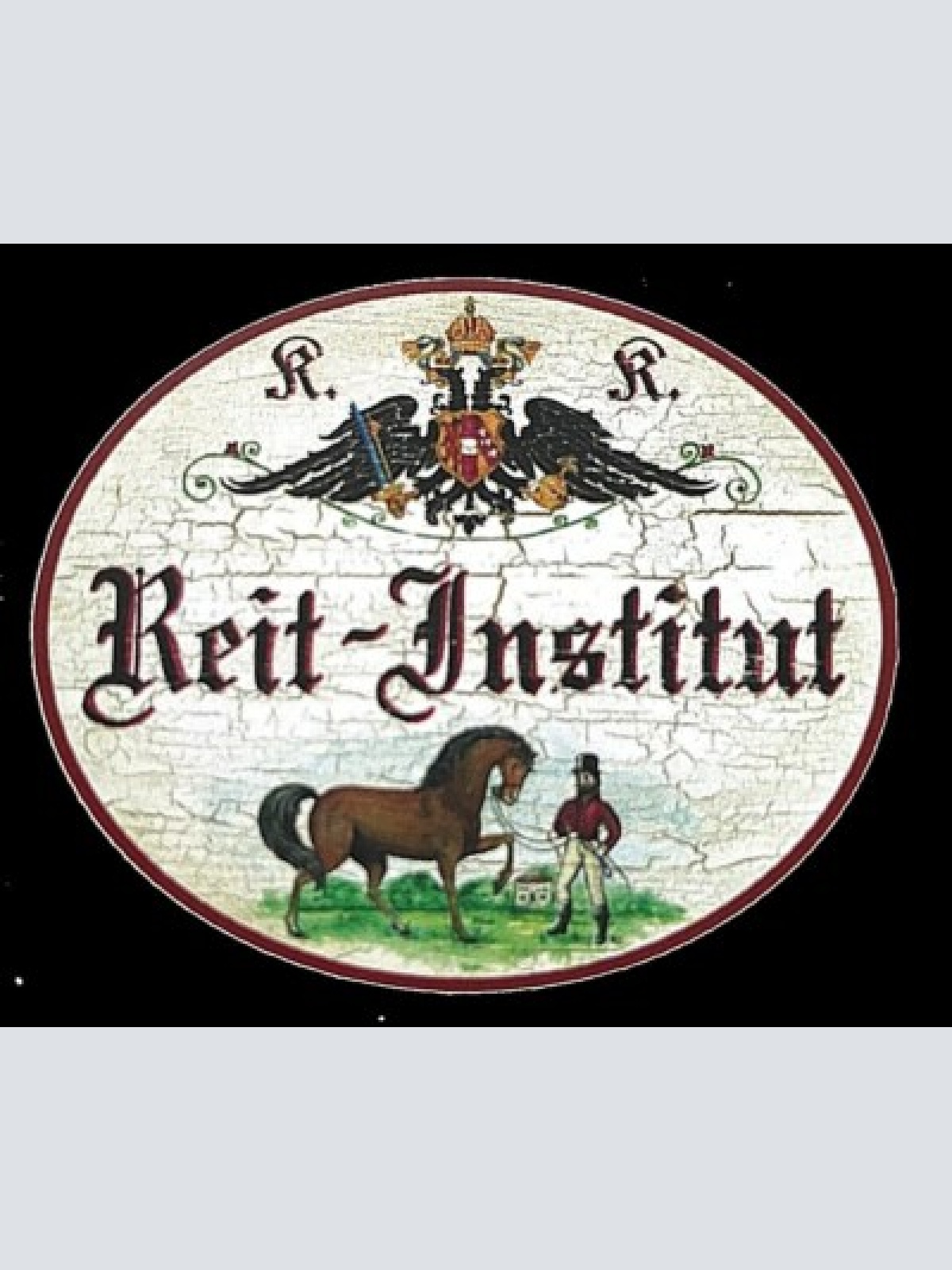 Kuk nostalgie holzschild "reit-institut" pferd reiter