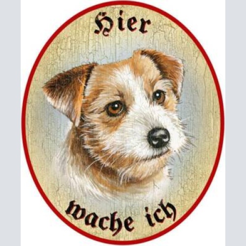 Kuk nostalgie holzschild "hier wache ich" norfolk terrier hund