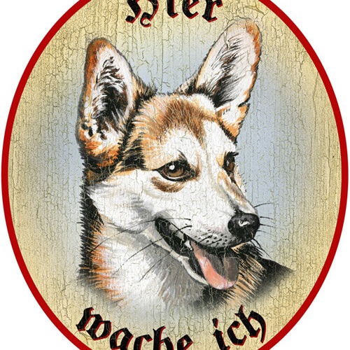 KuK Nostalgie Holzschild "Hier wache ich" Laika Hund