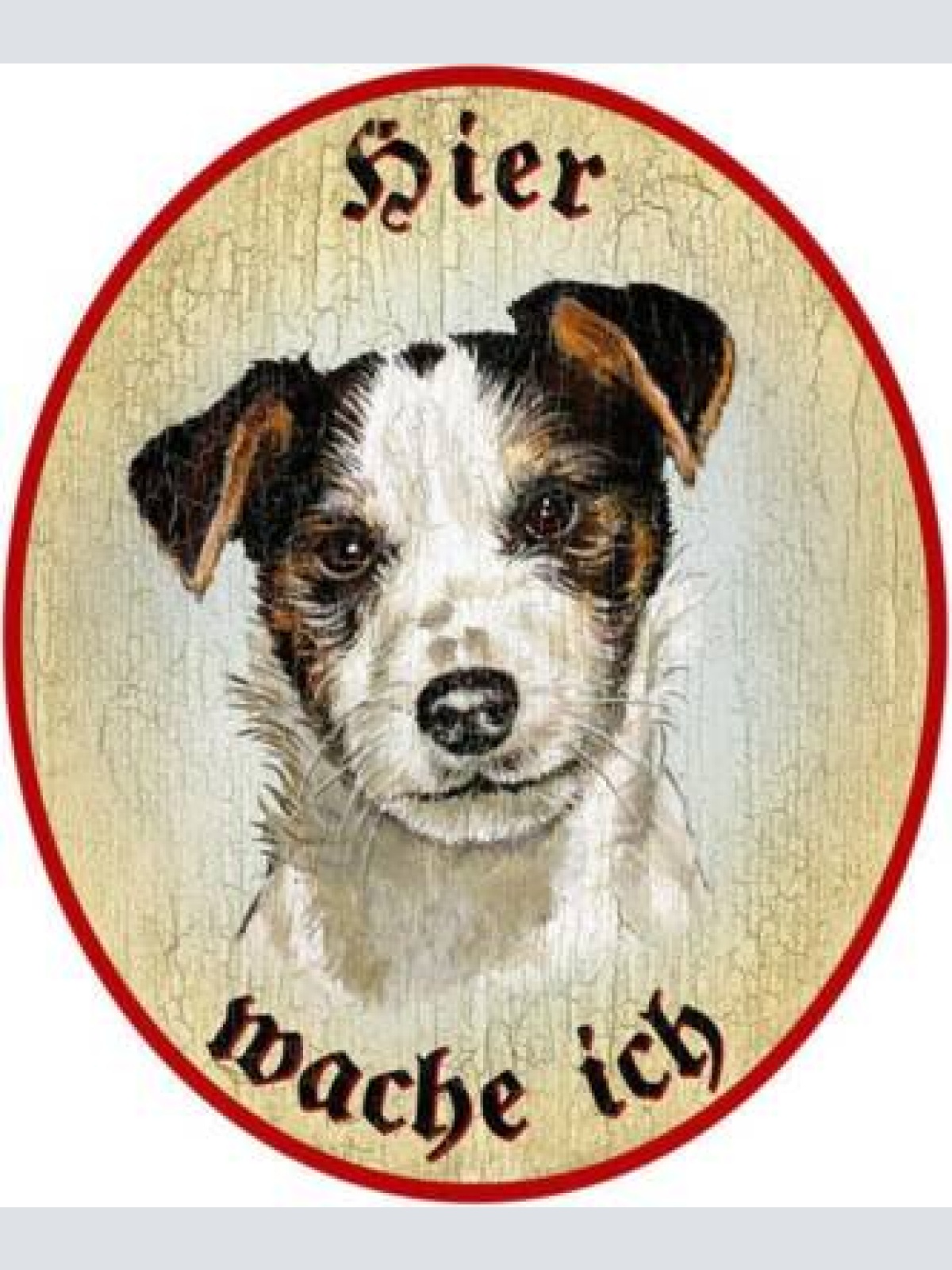 Kuk nostalgie holzschild "hier wache ich" jack russel terrier hund