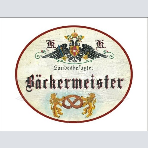 KuK Nostalgie Holzschild - Landesbefugter Bäckermeister  - Brezel TH