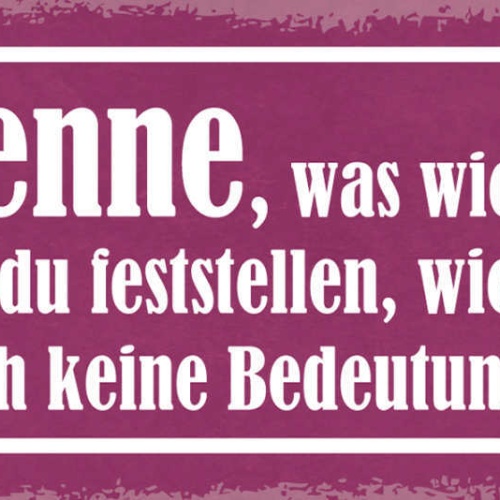 Schild Erkenne Was Wichtig Ist Dann Wirst Du Feststellen Dinge Keine Bedeutung