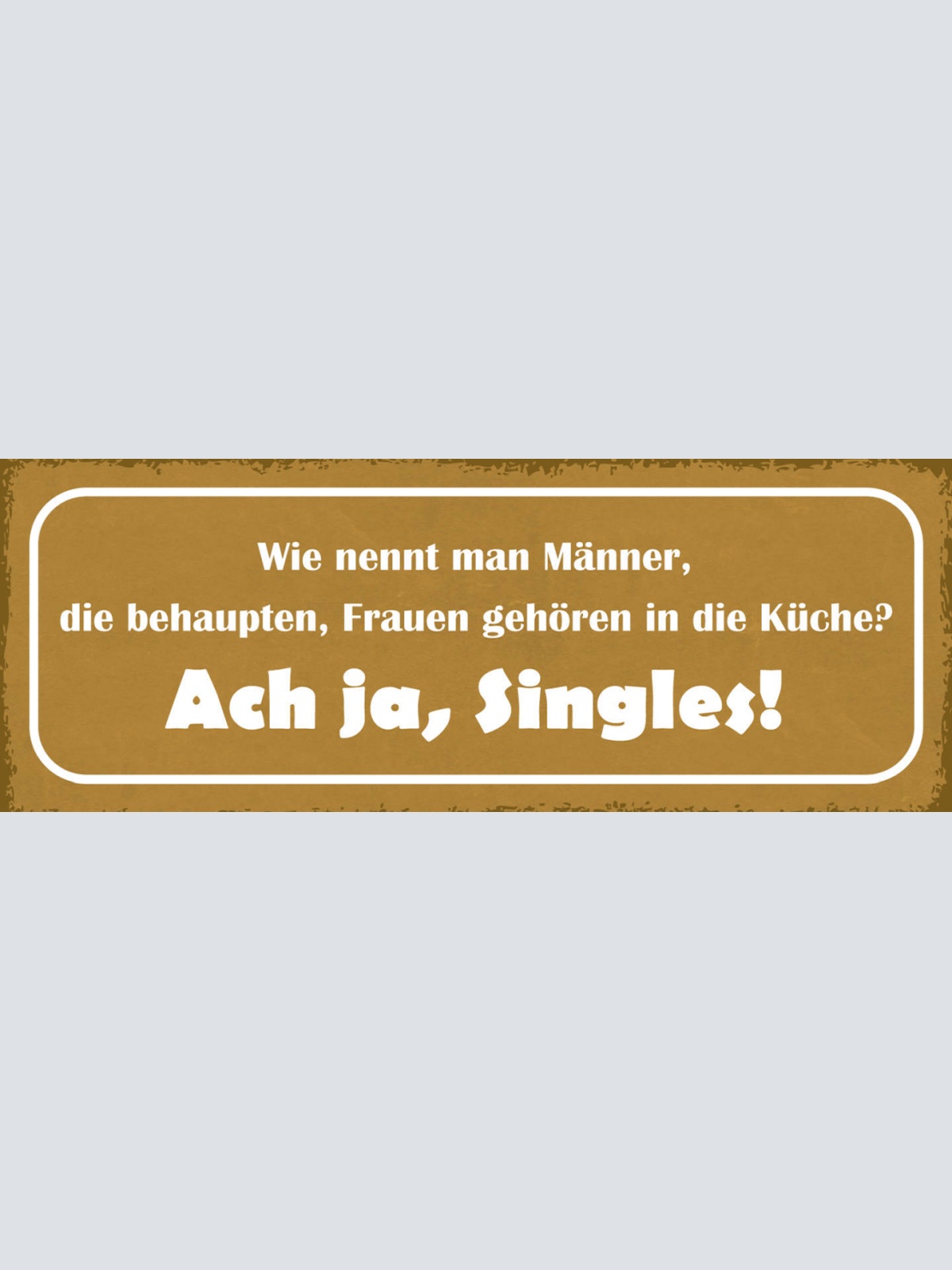Schild Wie Nennt Man Männer Die Behaupten Frauen Gehören In Die Küche Singles