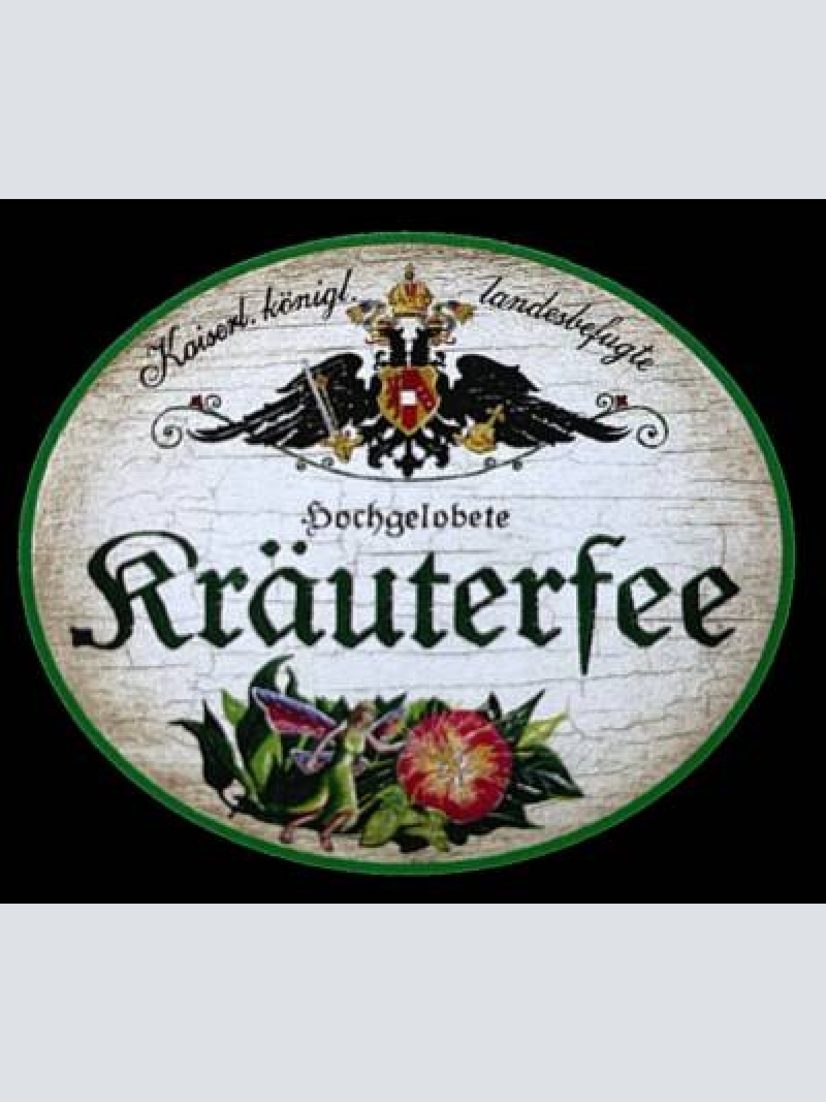 Kuk nostalgie holzschild "hochlöbliche kräuterfee" grünzeug fabelwesen