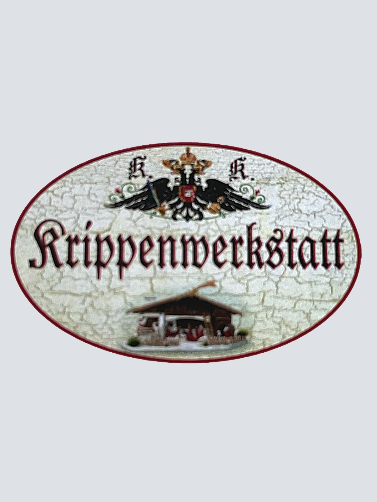 KuK Nostalgie Holzschild "Krippenwerkstatt" Weihnachten Krippenbau