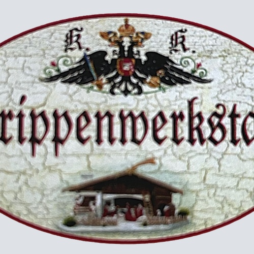 KuK Nostalgie Holzschild "Krippenwerkstatt" Weihnachten Krippenbau