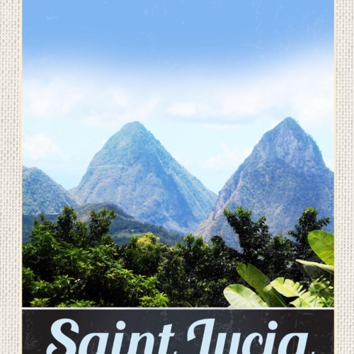 Schild Saint Lucia "Italy" West Indies Landschaft 12x18 20x30 30x40 Blech/Holz