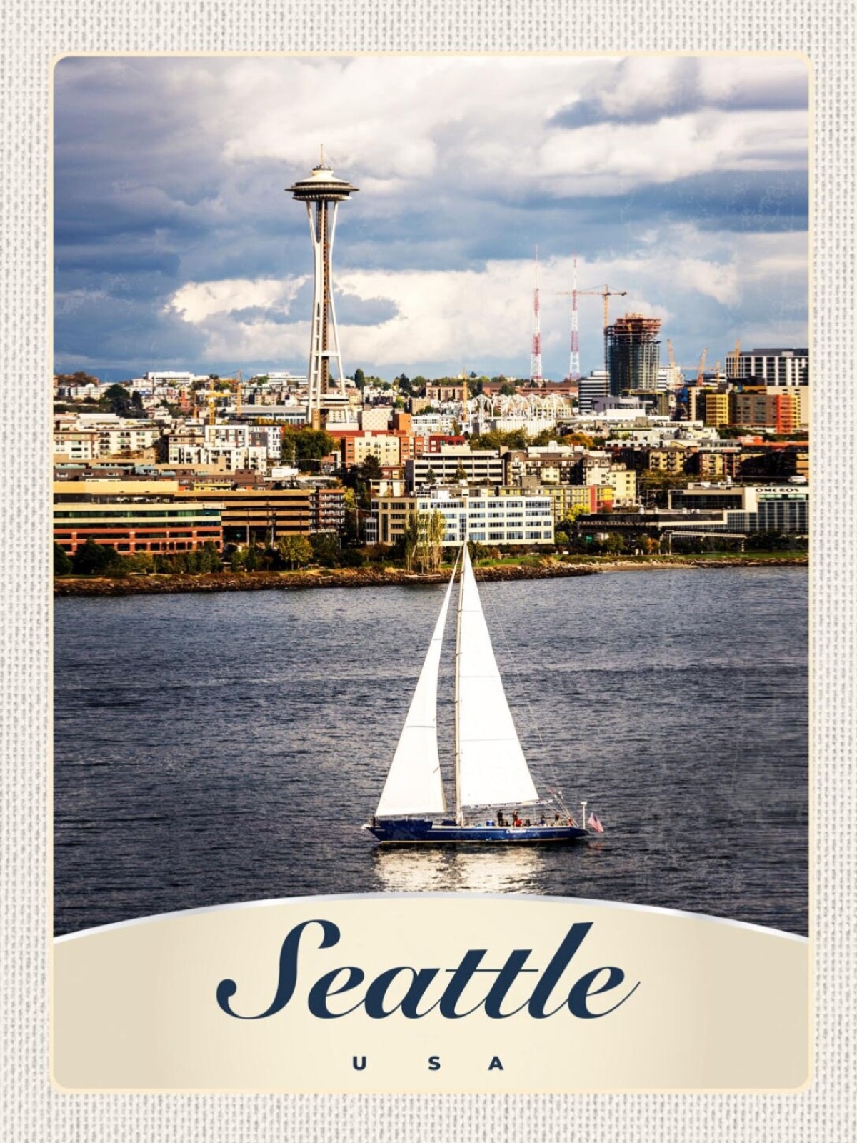 Schild Seattle USA Washington Schiff Space Needle 12x18 20x30 30x40 Blech/Holz