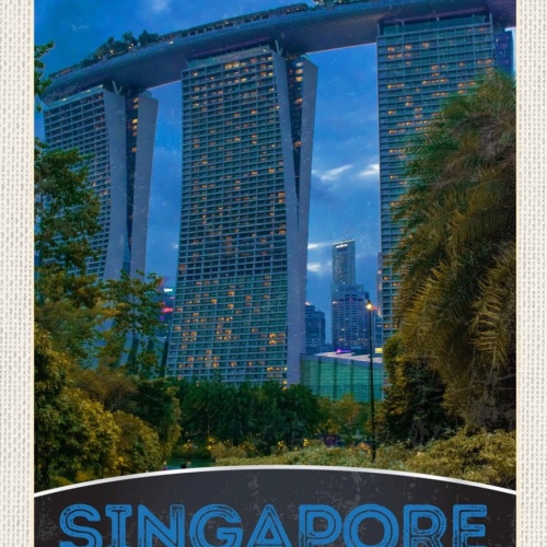 Schild Singapore Marina Bay Sands Hotel Gebäude 12x18 20x30 30x40 Blech/Holz