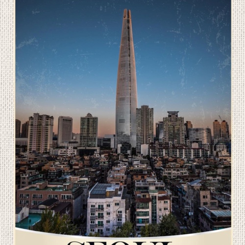 Schild Seoul South Korea Südkorea Lotte World Tower 12x18 20x30 30x40 Blech/Holz