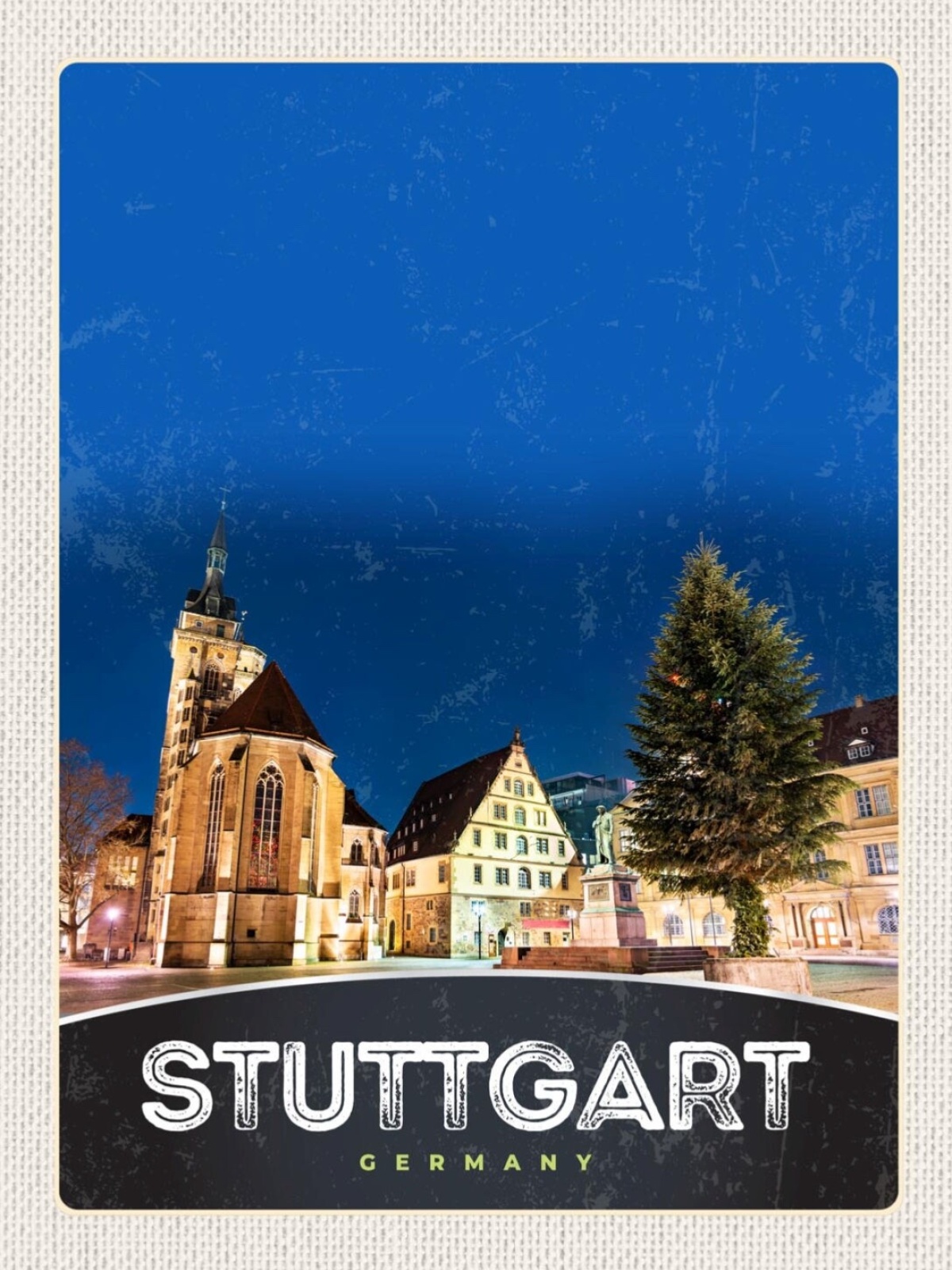 Schild Stuttgart Germany Deutschland Stadt Nacht 12x18 20x30 30x40 Blech/Holz