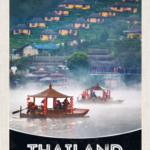 Schild Thailand Ban Rak Thai Dorf Berg Boote 12x18 20x30 30x40 Blech/Holz