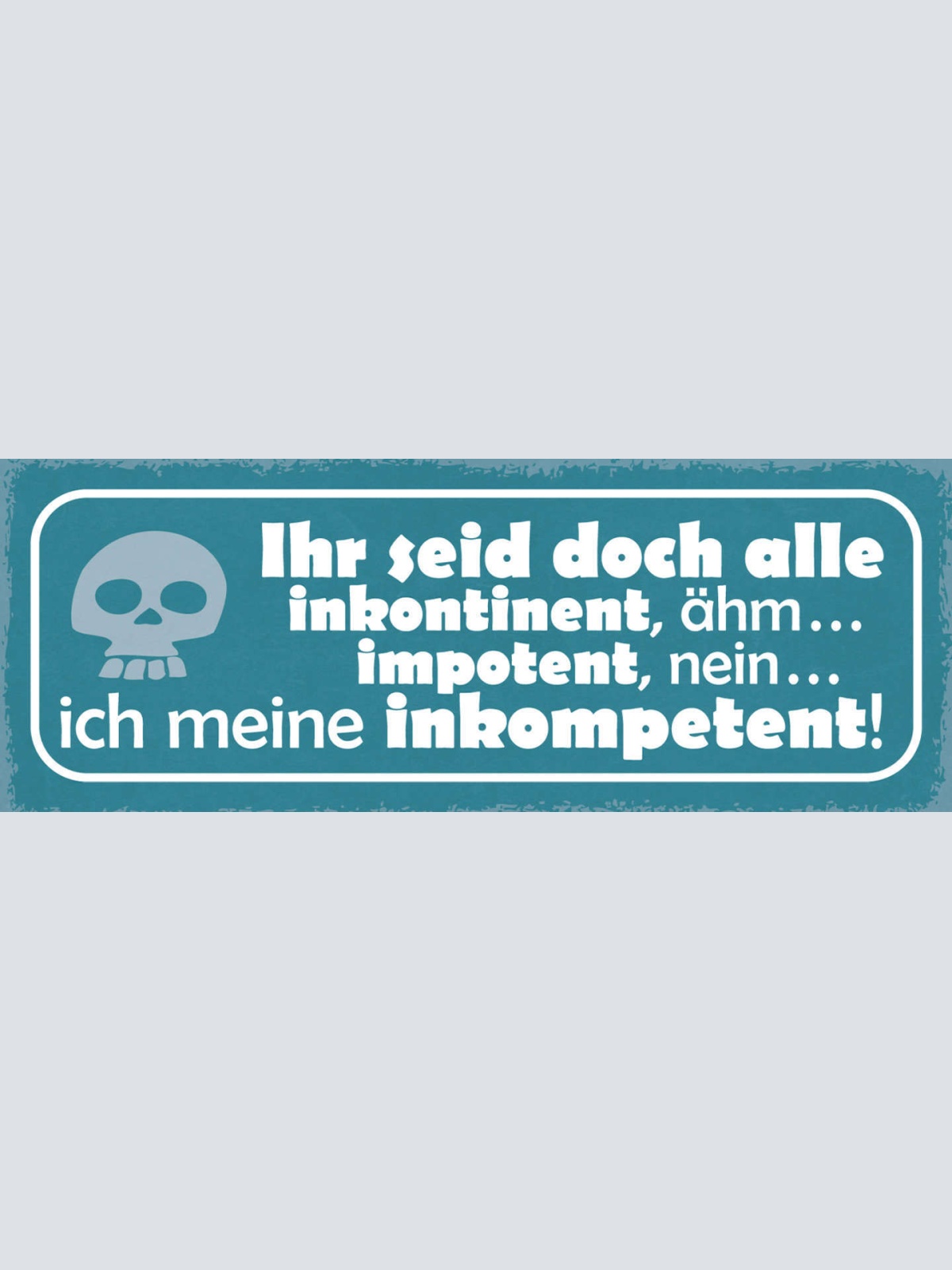 Schild Ihr Seid Doch Alle Inkontinent Impotent Inkompetent 27x10 Blech od.Holz
