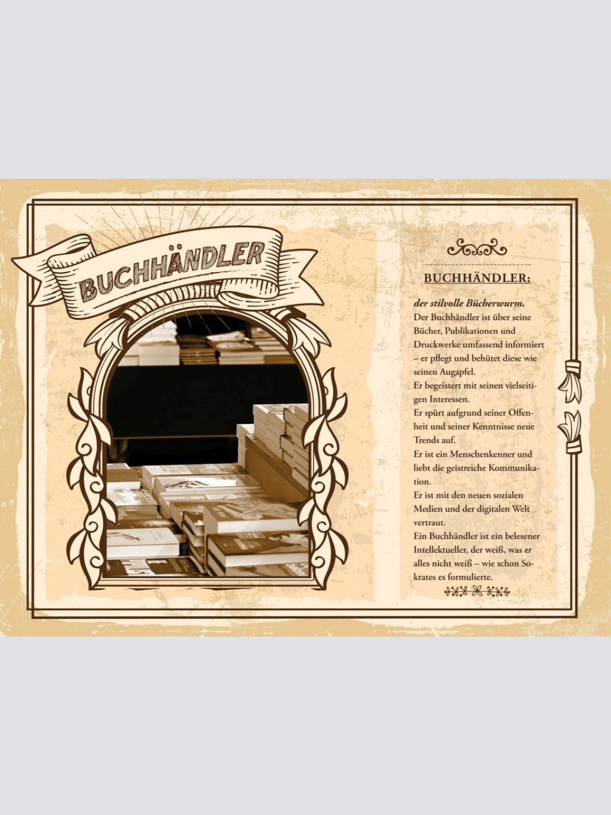 Schild Buchhändler Beruf Bücher Geschäft Verkauf 12x18 20x30 30x40 Blech/Holz