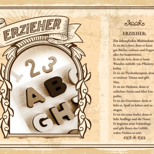 Schild Erzieher Beruf Erziehung Betreuer Kinder 12x18 20x30 30x40 Blech/Holz