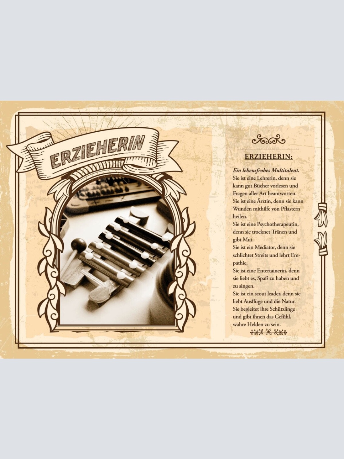 Schild Erzieherin Beruf Erziehung Betreuerin Kinder 12x18 20x30 30x40 Blech/Holz