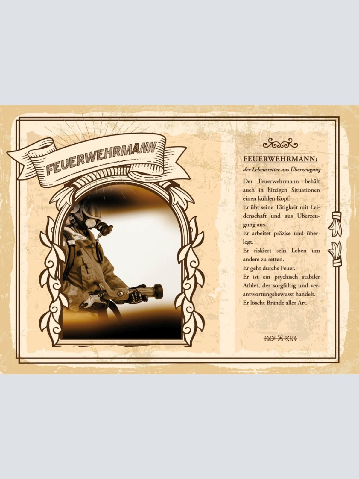 Schild Feuerwehrmann Beruf Feuerwehr Brand Feuer 12x18 20x30 30x40 Blech/Holz