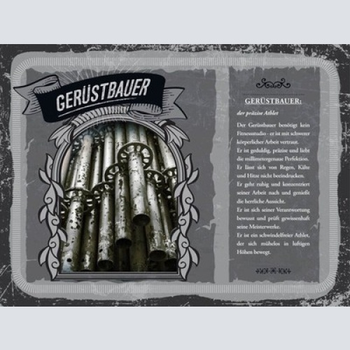 Schild Gerüstbauer Beruf Handwerker Bau Gerüst 12x18 20x30 30x40 Blech/Holz